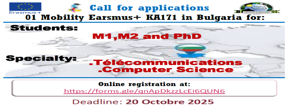 
														
															Call for applications 01 Mobility Earsmus+ KA171 in Bulgaria 